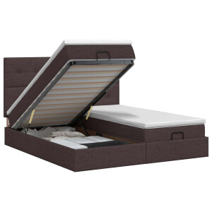 vidaXL Ottoman bed met matras met hoofdeinde 2 st Donkerbruin Stof