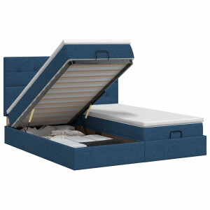 vidaXL Ottoman bed met matras met hoofdeinde 2 st Blauw Stof