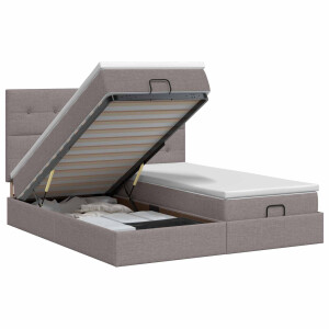 vidaXL Ottoman bed met matras met hoofdeinde 2 st Taupe Stof