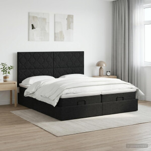 vidaXL Ottoman bed met matras met hoofdeinde 2 st Zwart Stof