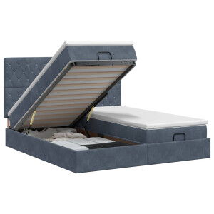 vidaXL Ottoman bed met matras met hoofdeinde 2 st Donkergrijs Fluweel