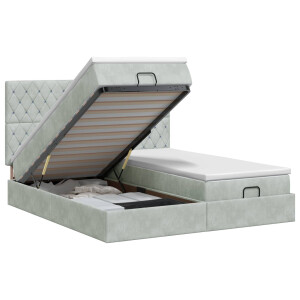 vidaXL Ottoman bed met matras met hoofdeinde 2 st Lichtgrijs Fluweel