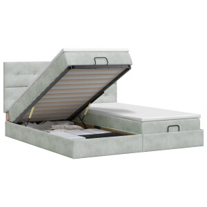 vidaXL Ottoman bed met matras met hoofdeinde 2 st Lichtgrijs Fluweel