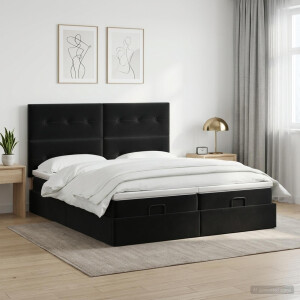 vidaXL Ottoman bed met matras met hoofdeinde 2 st Zwart Fluweel