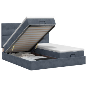 vidaXL Ottoman bed met matras met hoofdeinde 2 st Donkergrijs Fluweel