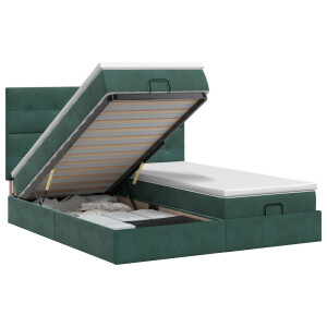 vidaXL Ottoman bed met matras met hoofdeinde 2 st Donkergroen Fluweel