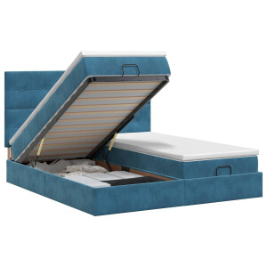 vidaXL Ottoman bed met matras met hoofdeinde 2 st Donkerblauw Fluweel