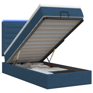 vidaXL Ottoman Bed met Matrassen en LED Blauw 90 x 200 cm Stof