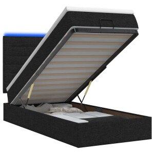 vidaXL Ottoman Bed met Matrassen en LED Zwart 100 x 200 cm Stof