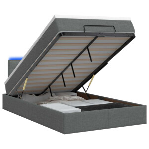vidaXL Ottoman Bed met Matrassen en LED Donkergrijs 120 x 190 cm Stof