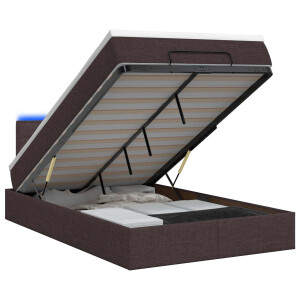 vidaXL Ottoman Bed met Matrassen en LED Donkerbruin 120 x 190 cm Stof