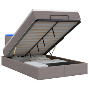 vidaXL Ottoman Bed met Matrassen en LED Taupe 120 x 190 cm Stof