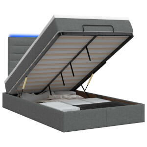 vidaXL Ottoman Bed met Matrassen en LED Donkergrijs 120 x 200 cm Stof