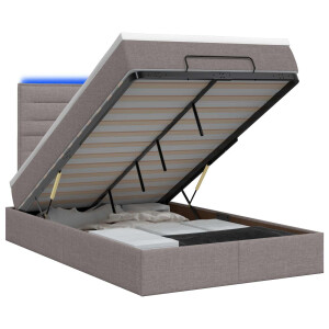 vidaXL Ottoman Bed met Matrassen en LED Taupe 120 x 200 cm Stof