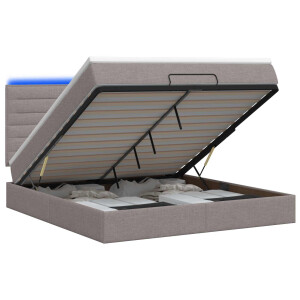 vidaXL Ottoman Bed met Matrassen en LED Taupe 140 x 190 cm Stof