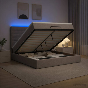 vidaXL Ottoman Bed met Matrassen en LED Taupe 140 x 200 cm Stof