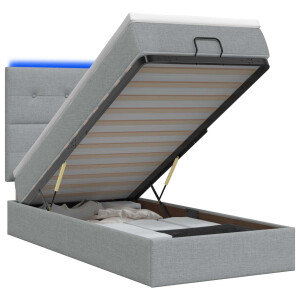 vidaXL Ottoman Bed met Matrassen en LED Lichtgrijs 80 x 200 cm Stof