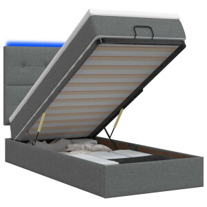 vidaXL Ottoman Bed met Matrassen en LED Donkergrijs 80 x 200 cm Stof