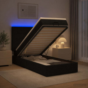 vidaXL Ottoman Bed met Matrassen en LED Zwart 100 x 200 cm Stof