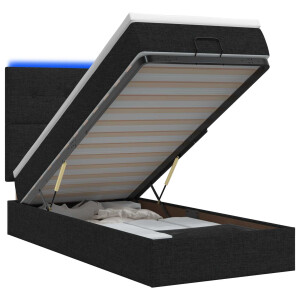vidaXL Ottoman Bed met Matrassen en LED Zwart 90 x 190 cm Stof