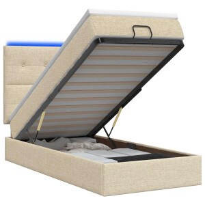 vidaXL Ottoman Bed met Matrassen en LED Crèmekleurig 90 x 190 cm Stof
