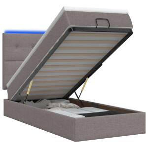 vidaXL Ottoman Bed met Matrassen en LED Taupe 90 x 200 cm Stof