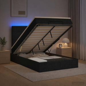 vidaXL Ottoman Bed met Matrassen en LED Zwart 120 x 190 cm Stof