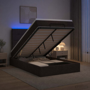 vidaXL Ottoman Bed met Matrassen en LED Donkerbruin 120 x 190 cm Stof