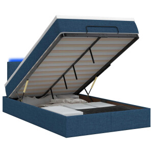 vidaXL Ottoman Bed met Matrassen en LED Blauw 120 x 190 cm Stof