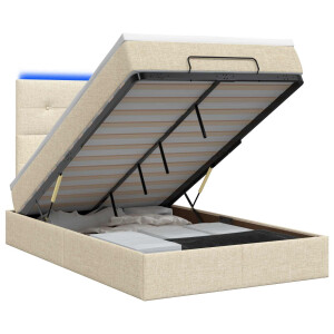 vidaXL Ottoman Bed met Matrassen en LED Crèmekleurig 120 x 200 cm Stof