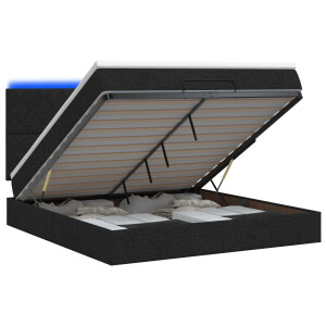 vidaXL Ottoman Bed met Matrassen en LED Zwart 160 x 200 cm Stof