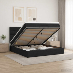 vidaXL Ottoman bed met matras met hoofdeinde Zwart 140 x 190 cm Stof