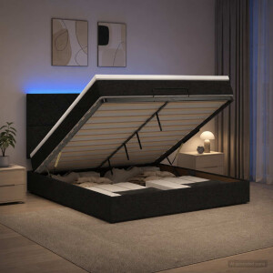 vidaXL Ottoman Bed met Matrassen en LED Zwart 140 x 200 cm Stof