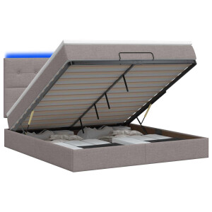 vidaXL Ottoman Bed met Matrassen en LED Taupe 180 x 200 cm Stof