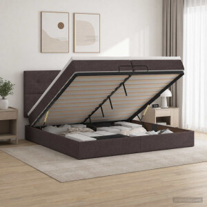 vidaXL Ottoman bed met matras Donkerbruin 200 x 200 cm Stof