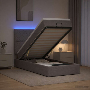 vidaXL Ottoman Bed met Matrassen en LED Taupe 100 x 200 cm Stof