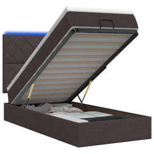 vidaXL Ottoman Bed met Matrassen en LED Donkerbruin 100 x 200 cm Stof