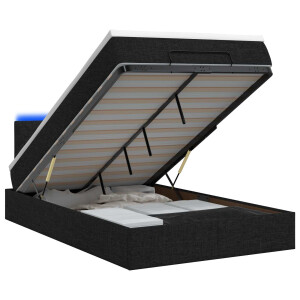 vidaXL Ottoman Bed met Matrassen en LED Zwart 120 x 190 cm Stof