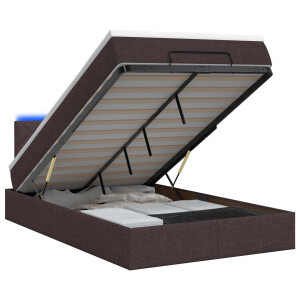 vidaXL Ottoman Bed met Matrassen en LED Donkerbruin 120 x 190 cm Stof
