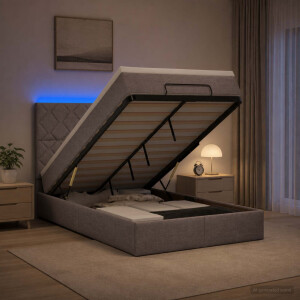 vidaXL Ottoman Bed met Matrassen en LED Taupe 120 x 190 cm Stof