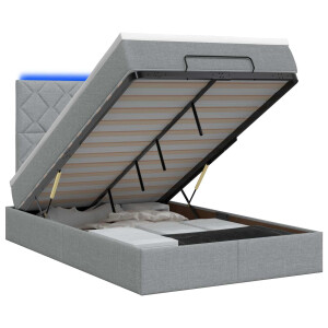vidaXL Ottoman Bed met Matrassen en LED Lichtgrijs 120 x 200 cm Stof