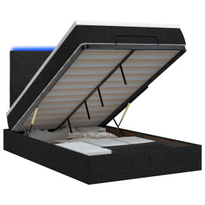 vidaXL Ottoman Bed met Matrassen en LED Zwart 120 x 200 cm Stof