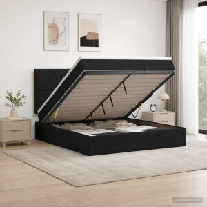vidaXL Ottoman bed met matras met hoofdeinde Zwart 140 x 200 cm Stof