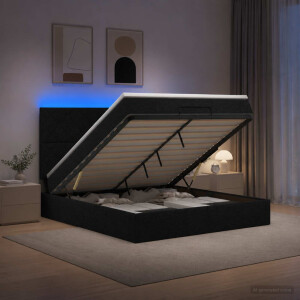 vidaXL Ottoman Bed met Matrassen en LED Zwart 140 x 190 cm Stof