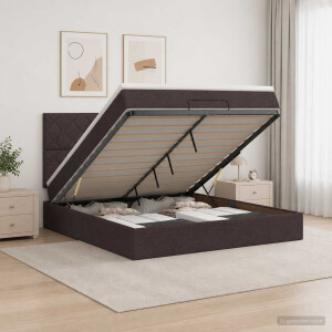 vidaXL Ottoman bed met matras Donkerbruin 140 x 200 cm Stof