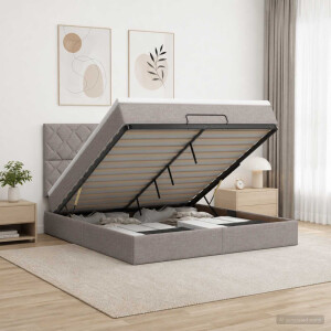 vidaXL Ottoman bed met matras met hoofdeinde Taupe 180 x 200 cm Stof