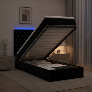 vidaXL Ottoman Bed met Matrassen en LED Zwart 100 x 200 cm fluweel