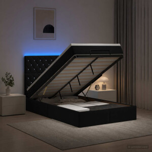 vidaXL Ottoman Bed met Matrassen en LED Zwart 120 x 190 cm fluweel