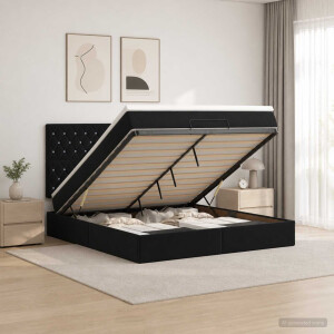 vidaXL Ottoman bed met matras Zwart 140 x 200 cm Fluweel
