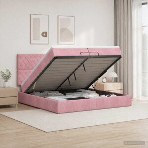 vidaXL Ottoman bed met matras met hoofdeinde Roze 200 x 200 cm Fluweel